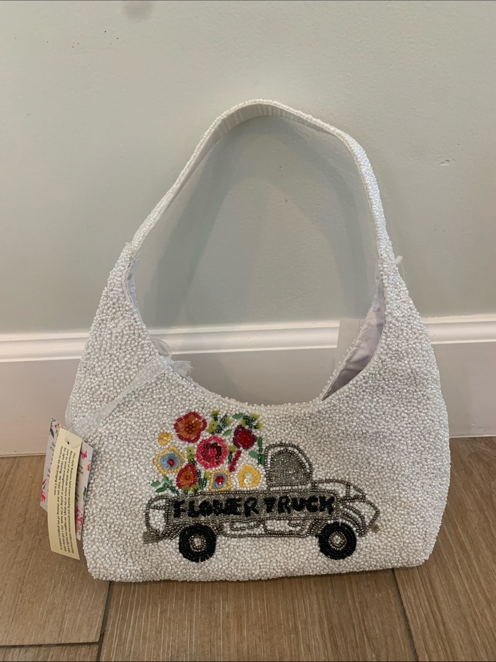 Viral Flower truck Beaded Shoulder Bag with Beaded